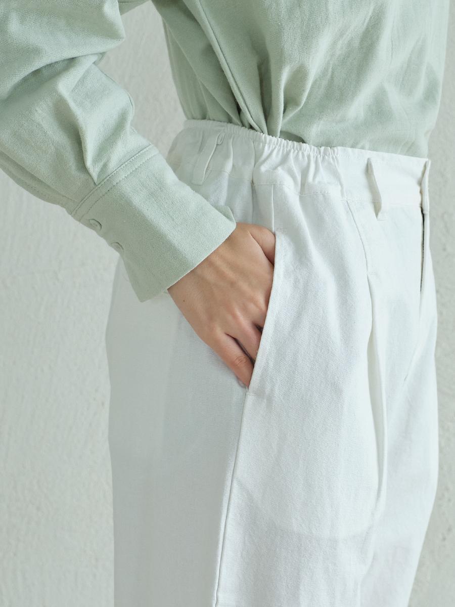 テーパードパンツ　綿ワッシャー