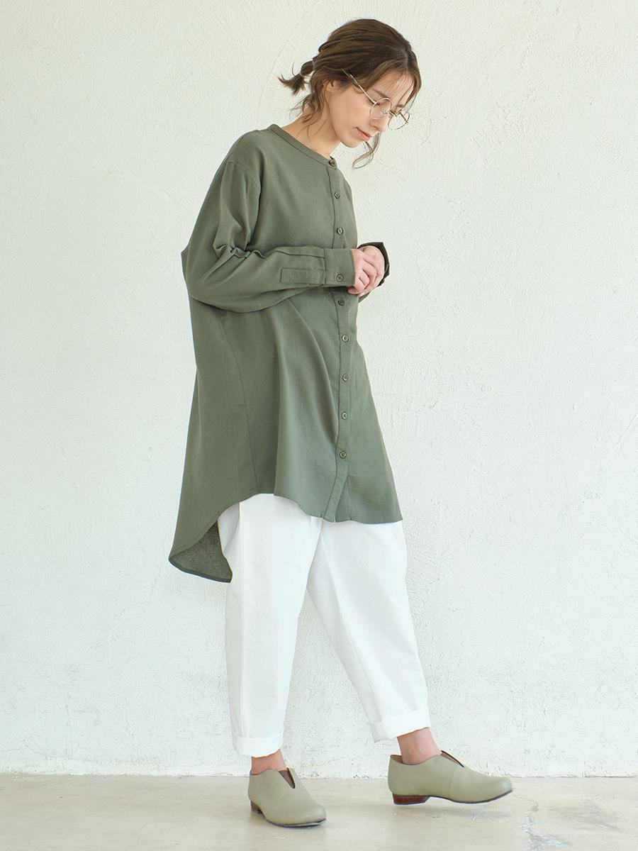 テーパードパンツ　綿ワッシャー