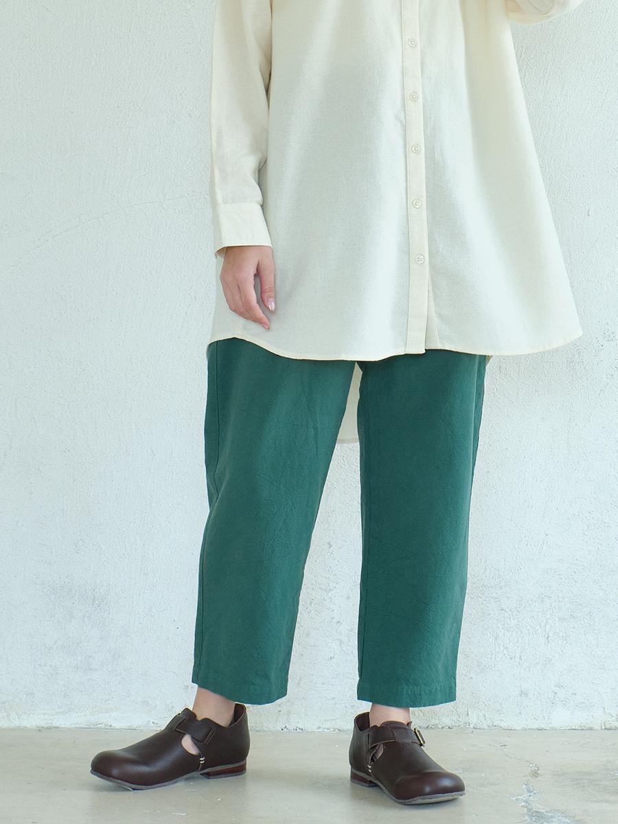 テーパードパンツ　綿ワッシャー