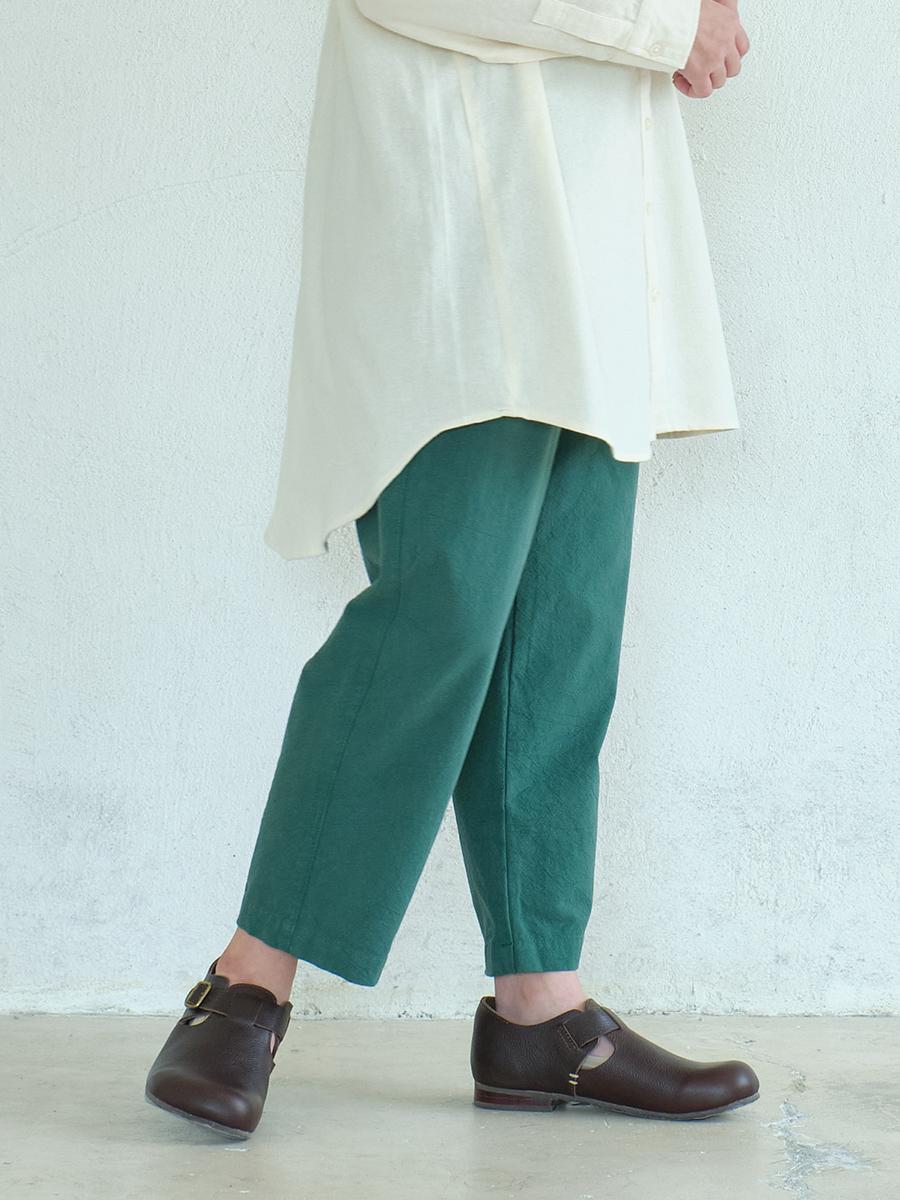 テーパードパンツ　綿ワッシャー