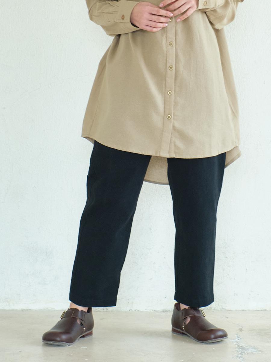 テーパードパンツ　綿ワッシャー