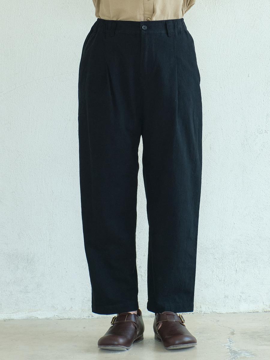 テーパードパンツ　綿ワッシャー