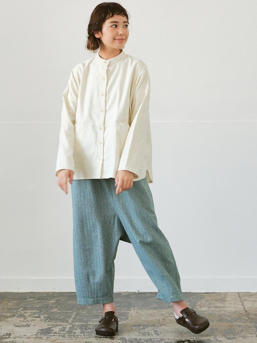 ワイドパンツ　ヘリンボーンツイード