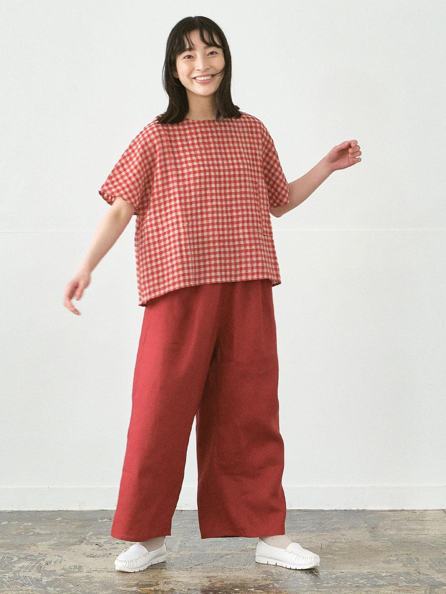 ワイドパンツ　リネンオックス