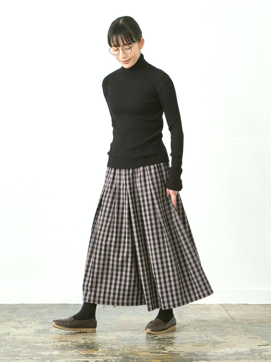 ガウチョパンツ　綿ビエラブロックチェック