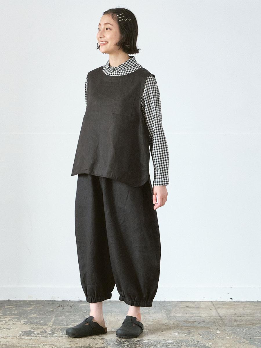 裾ゴムボールパンツ　リネンオックス