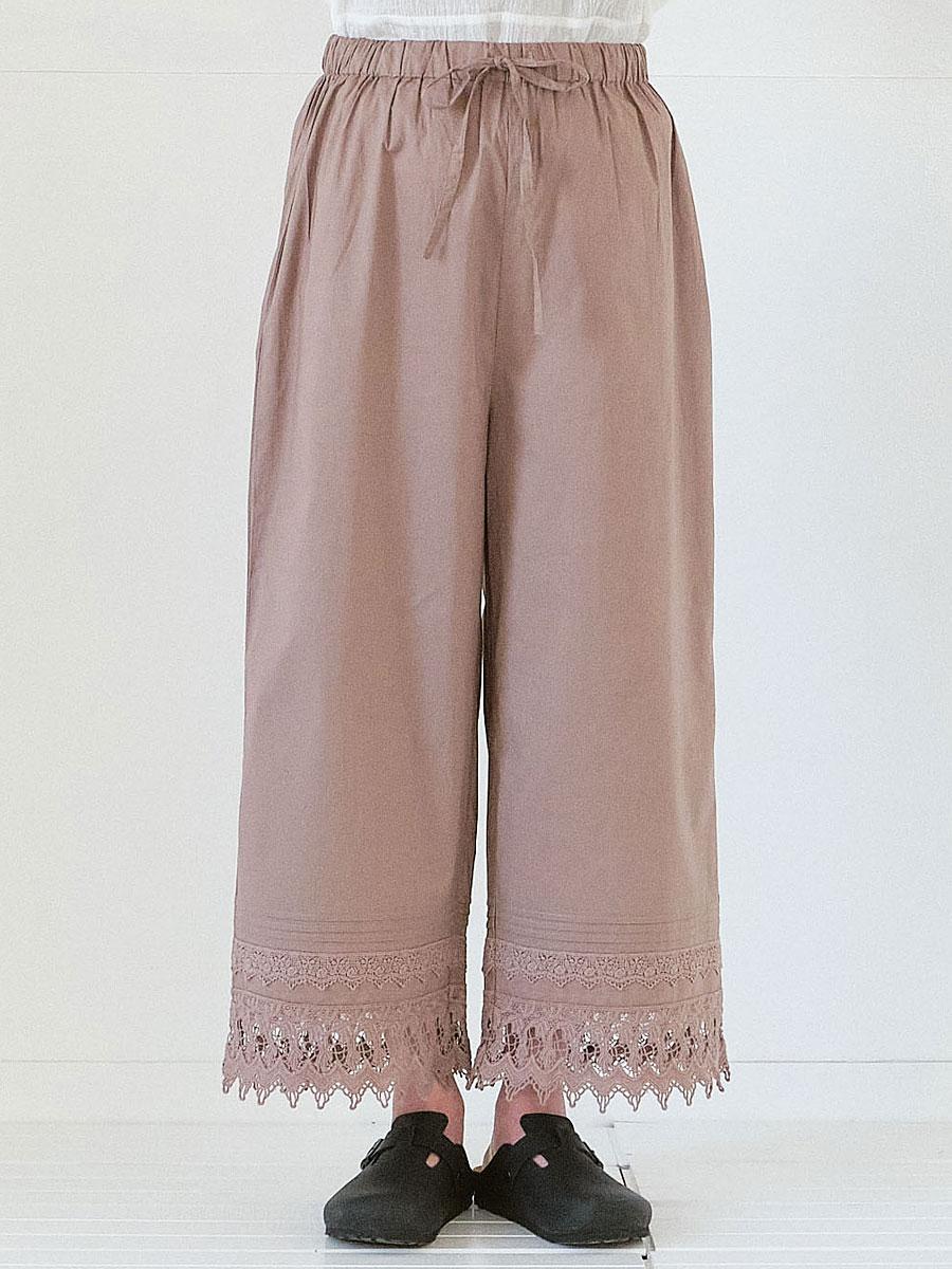 裾レースペチパンツ 綿ローン