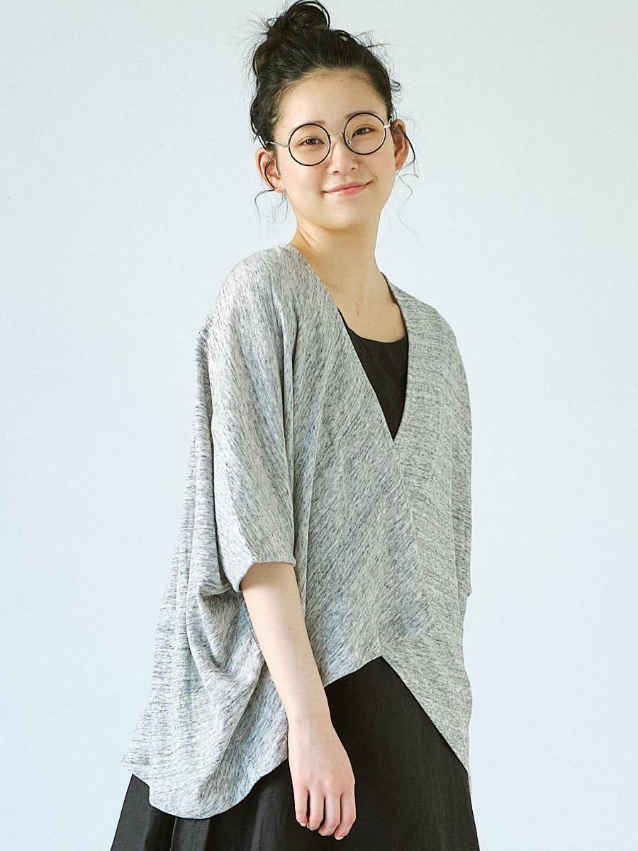 ラップカーディガン　綿粗挽きガーゼ天竺