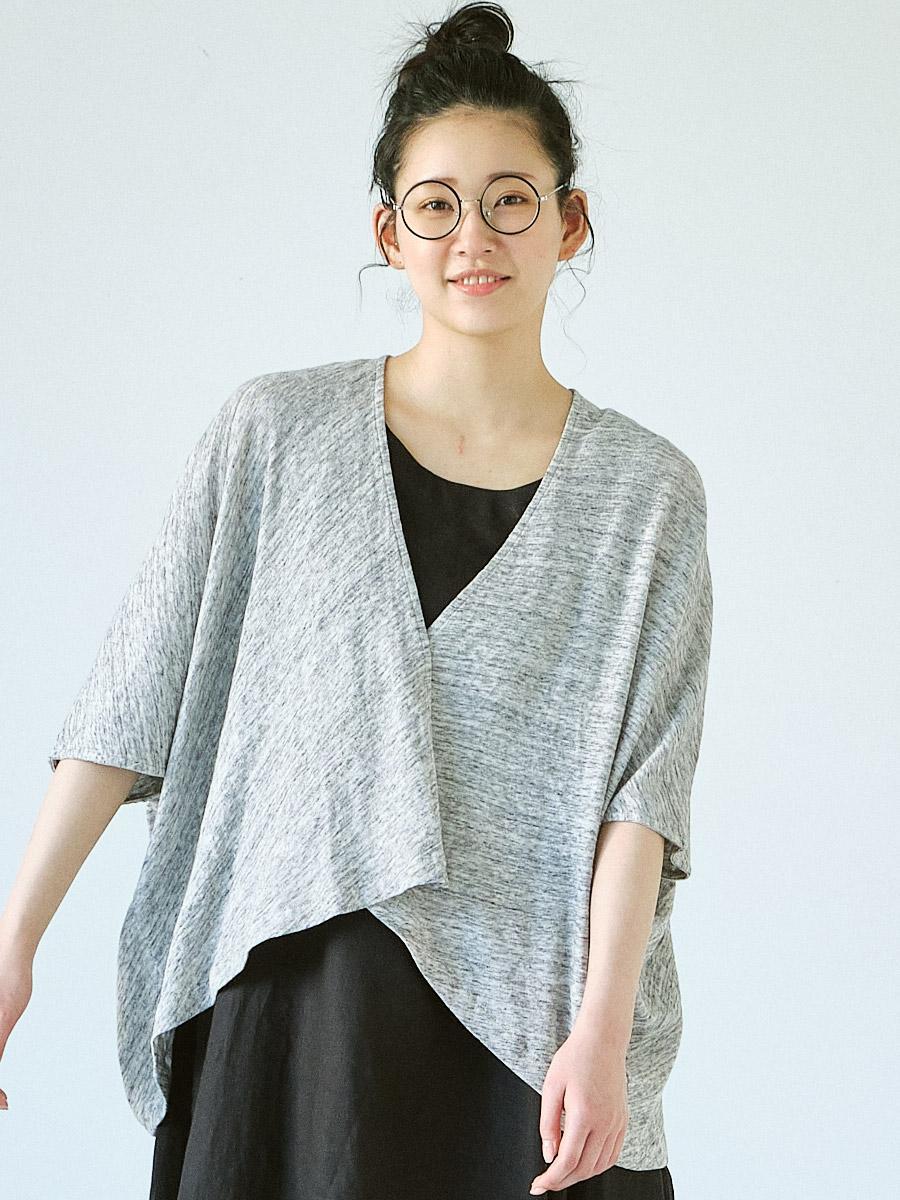 ラップカーディガン　綿粗挽きガーゼ天竺