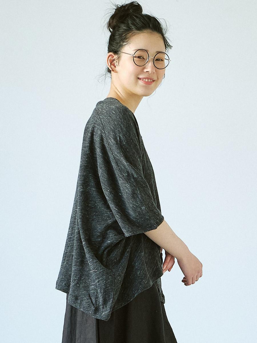 ラップカーディガン　綿粗挽きガーゼ天竺