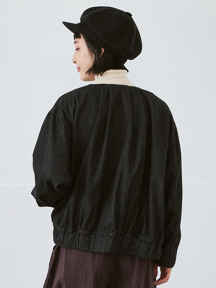 ノーカラージップジャケット　デニム