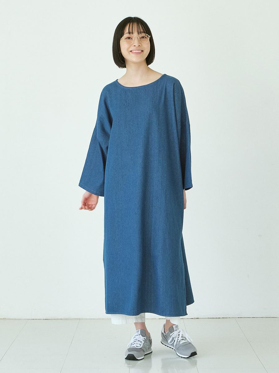 サイドスリットデニムワンピース