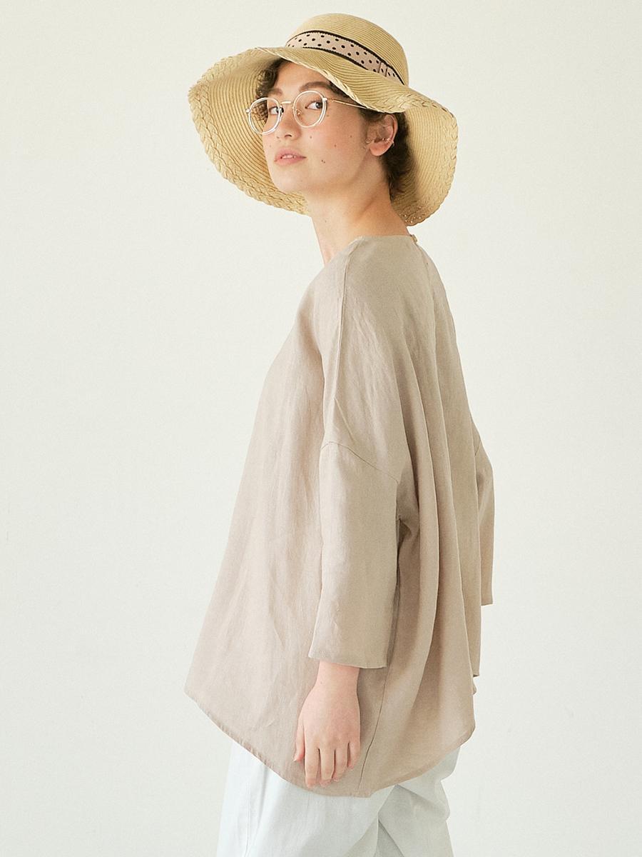 ワイドプルオーバーブラウス　リネンオックス