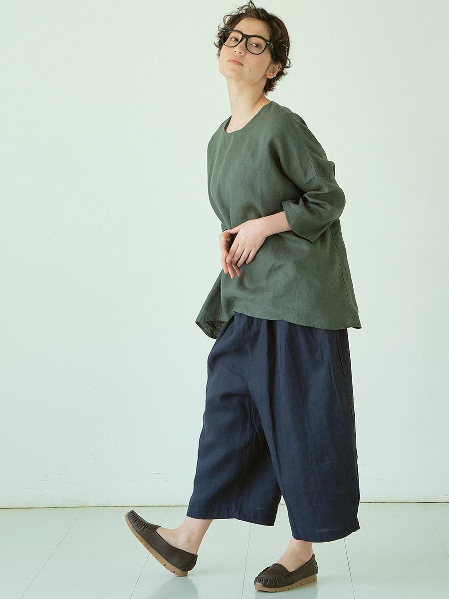 ワイドプルオーバーブラウス　リネンオックス