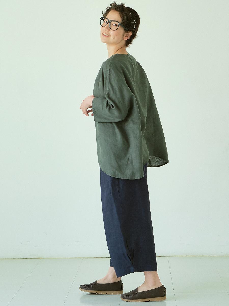ワイドプルオーバーブラウス　リネンオックス
