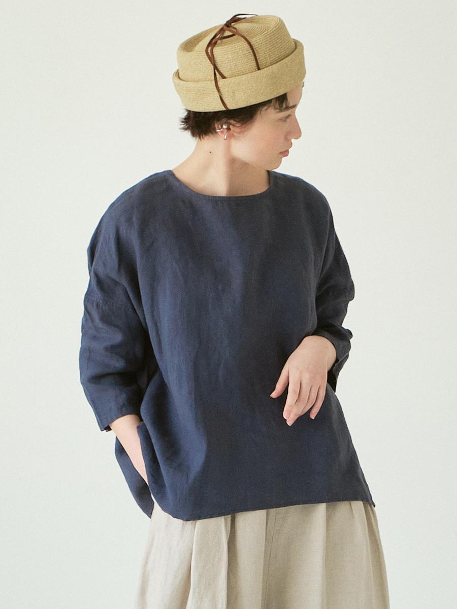 ワイドプルオーバーブラウス　リネンオックス