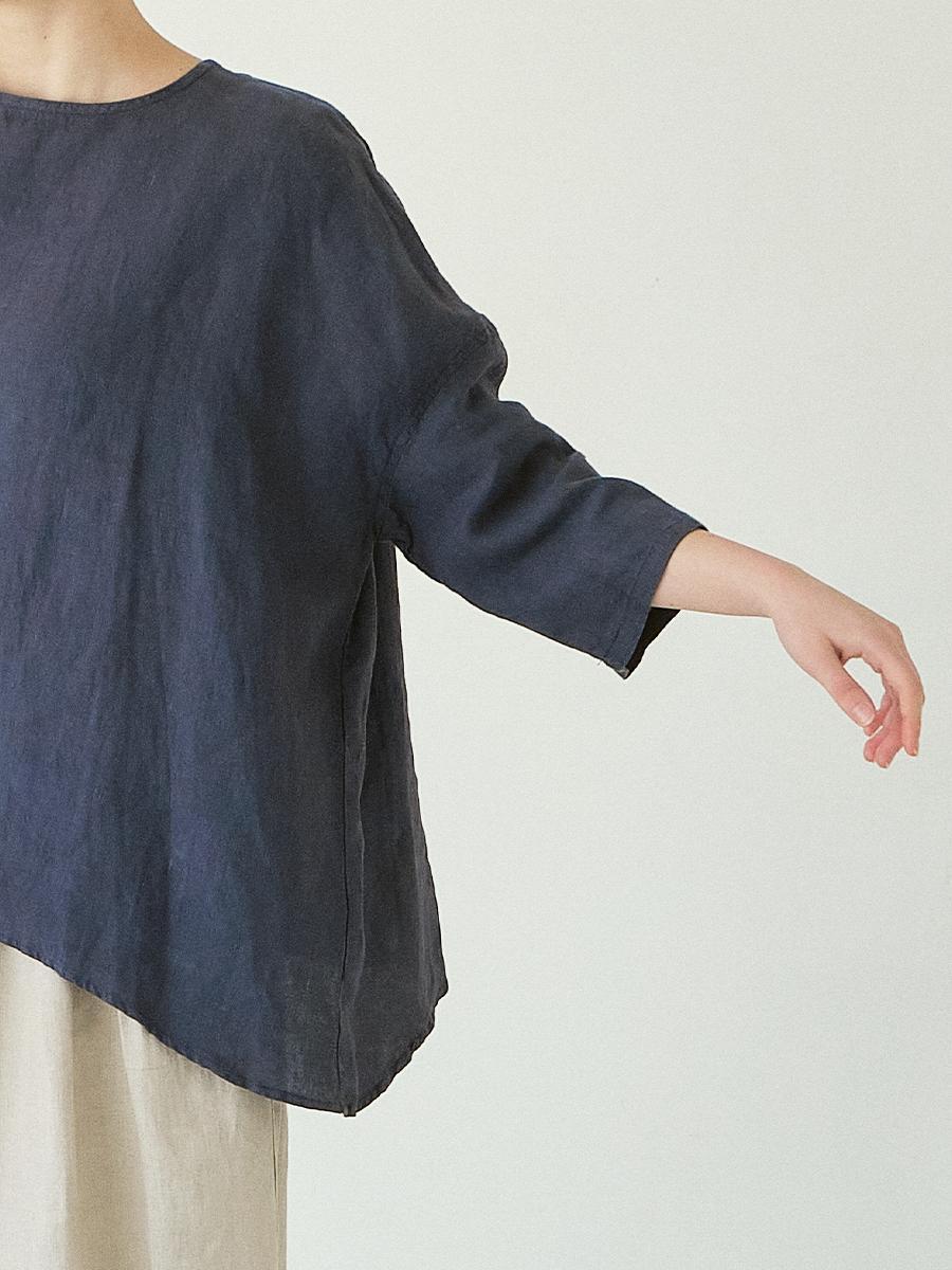 ワイドプルオーバーブラウス　リネンオックス
