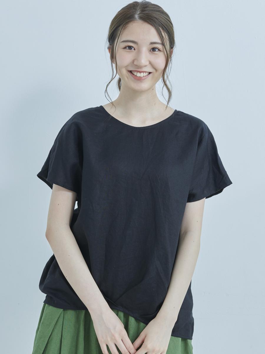 フレンチスリーブブラウス リネンオックス