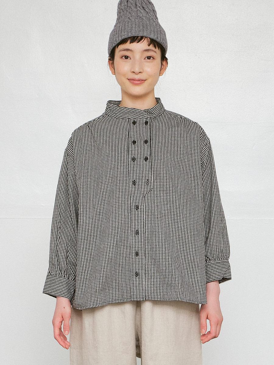コックブラウス　綿ビエラチェック