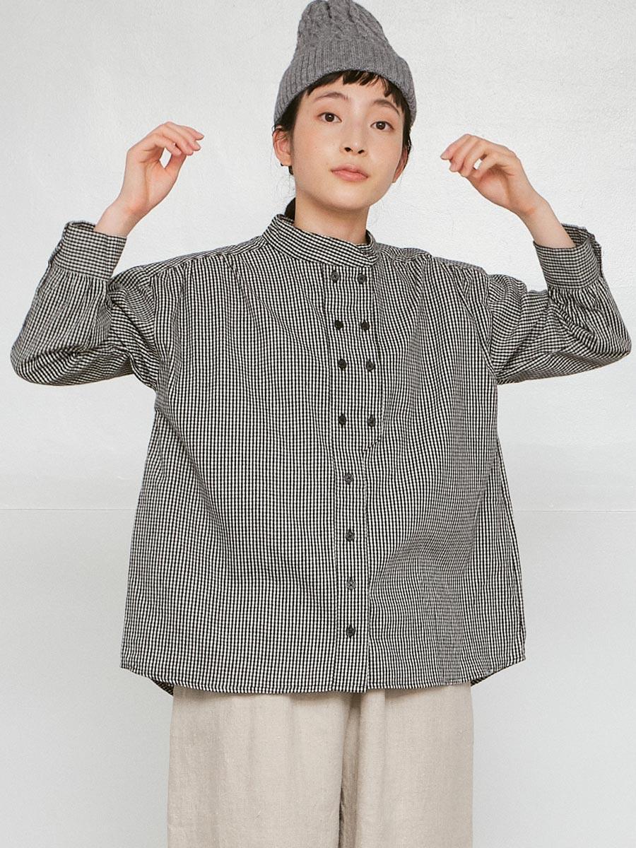 コックブラウス　綿ビエラチェック