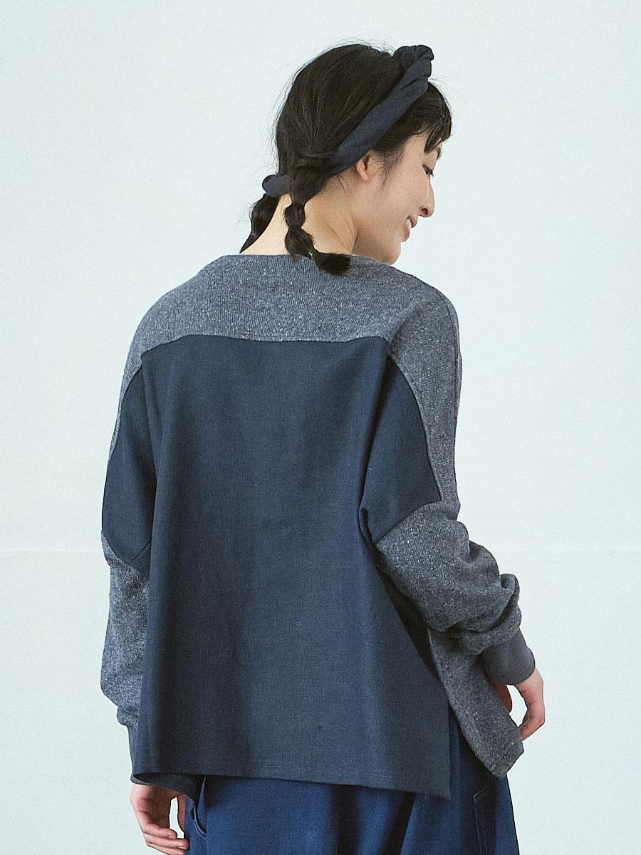 キリカエ長袖カットソー  トップ接結天竺