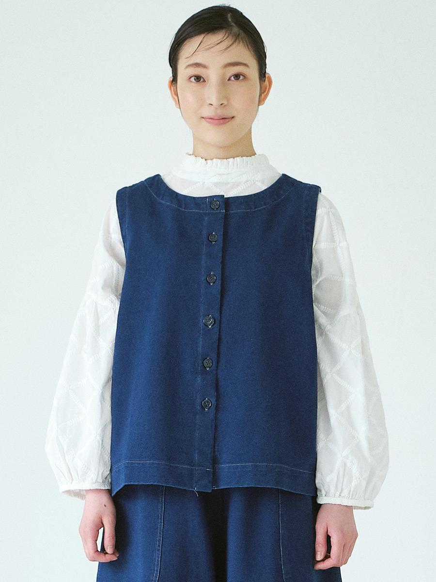 ２WAYベスト　C/Pu裏毛ニットデニム