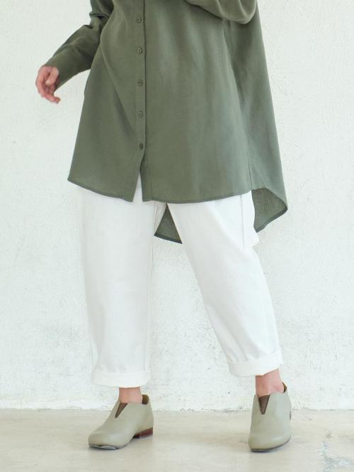 テーパードパンツ　綿ワッシャー
