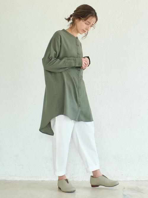 テーパードパンツ　綿ワッシャー