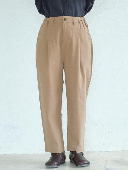 テーパードパンツ　綿ワッシャー