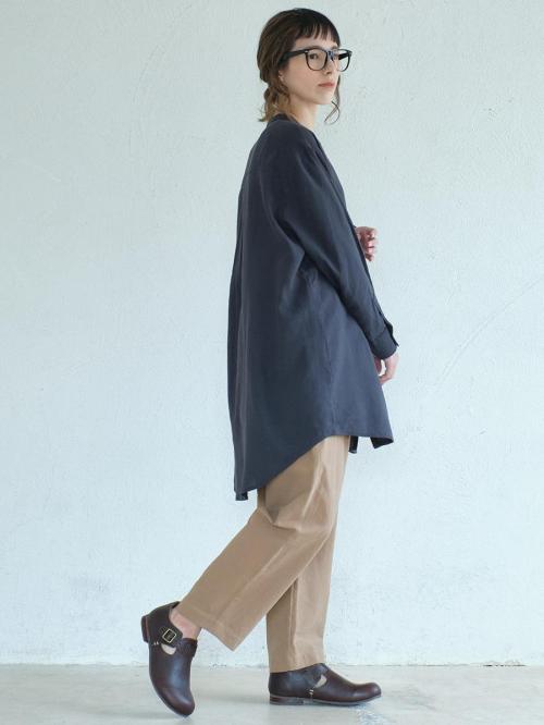 テーパードパンツ　綿ワッシャー