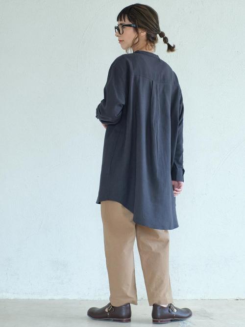 テーパードパンツ　綿ワッシャー
