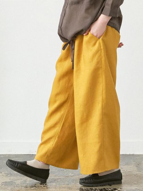 ワイドパンツ　リネンオックス