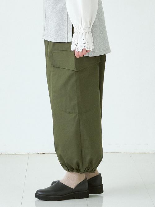サイドポケット裾ゴムバルーンパンツ　C20ツイル
