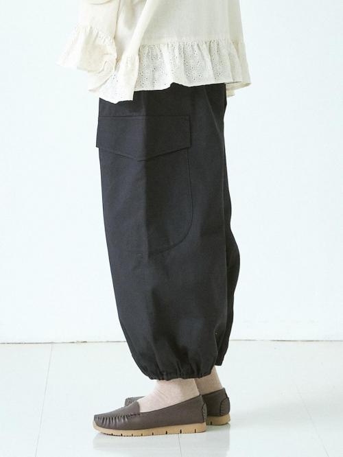 サイドポケット裾ゴムバルーンパンツ　C20ツイル