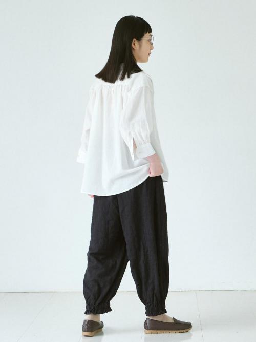 裾ゴムシャーリングパンツ　C/PU