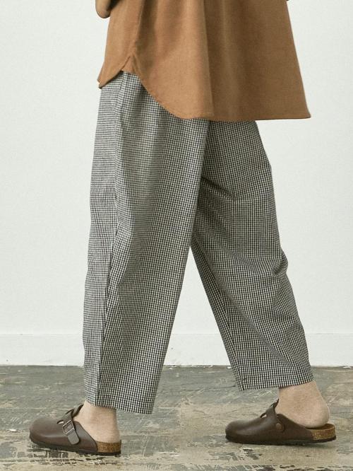テーパードパンツ　綿ビエラチェック