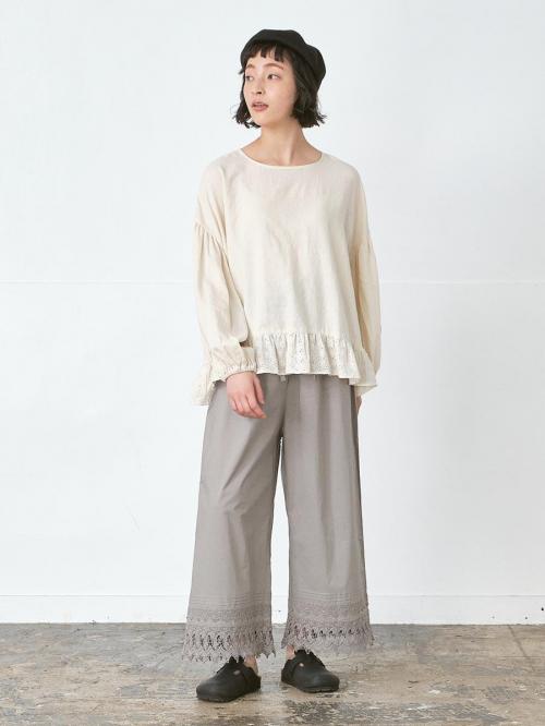 裾レースペチパンツ 綿ローン