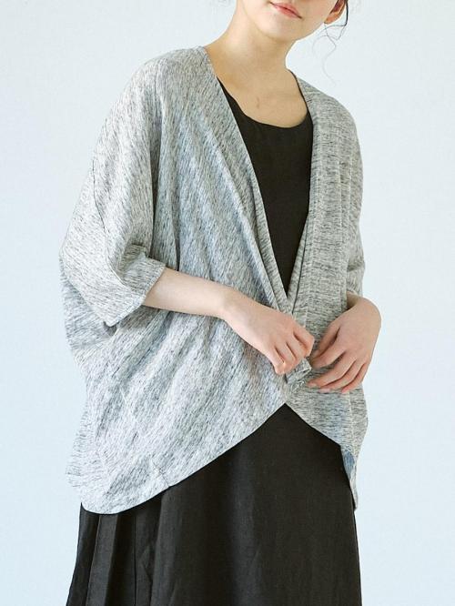 ラップカーディガン　綿粗挽きガーゼ天竺