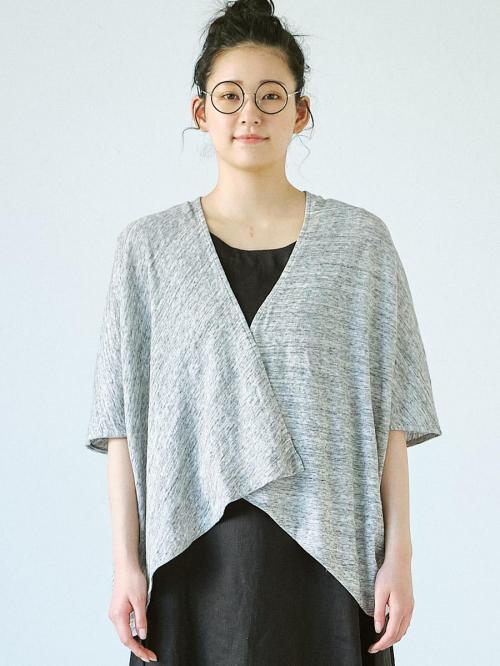 ラップカーディガン　綿粗挽きガーゼ天竺