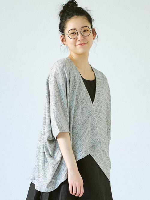 ラップカーディガン　綿粗挽きガーゼ天竺