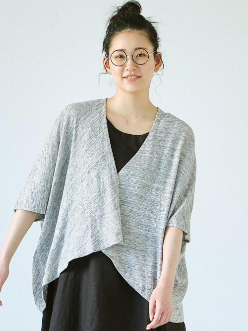 ラップカーディガン　綿粗挽きガーゼ天竺