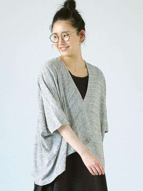 ラップカーディガン　綿粗挽きガーゼ天竺