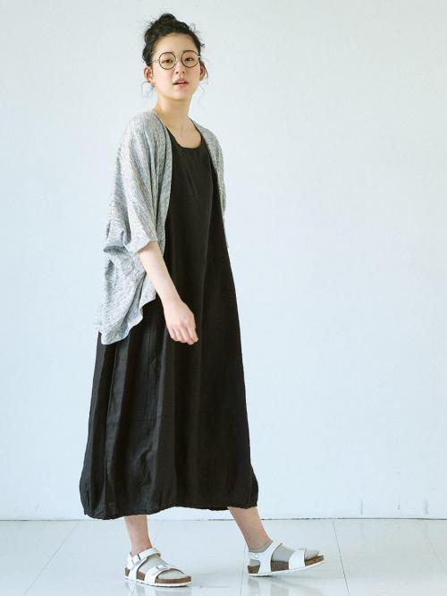 ラップカーディガン　綿粗挽きガーゼ天竺