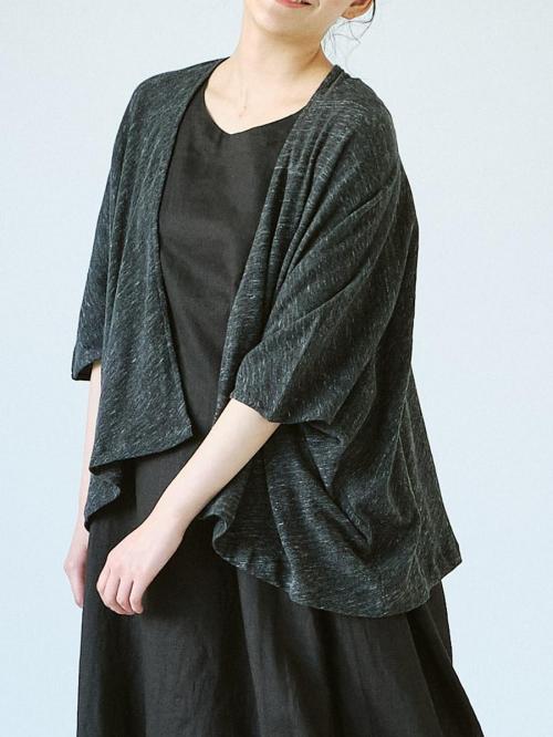ラップカーディガン　綿粗挽きガーゼ天竺