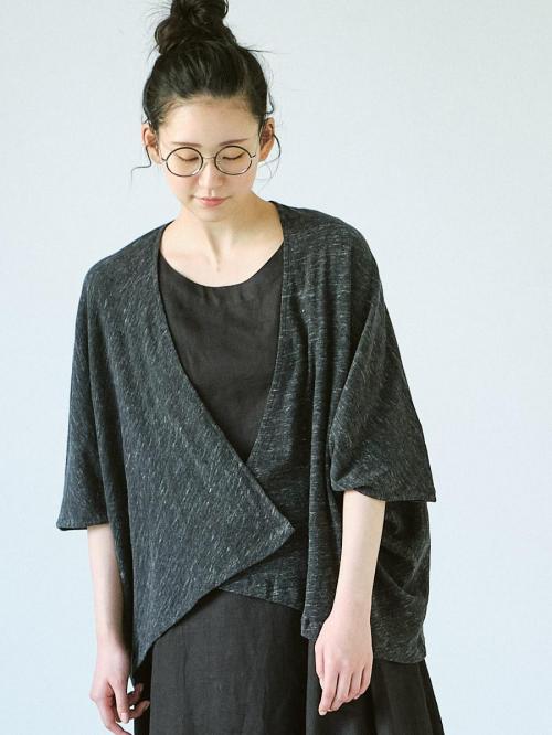ラップカーディガン　綿粗挽きガーゼ天竺