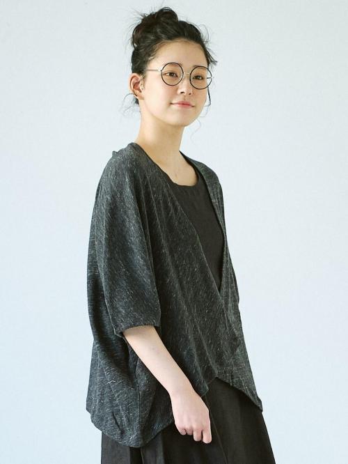 ラップカーディガン　綿粗挽きガーゼ天竺