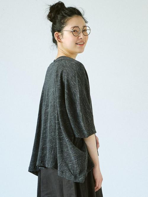ラップカーディガン　綿粗挽きガーゼ天竺