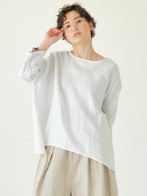 ワイドプルオーバーブラウス　リネンオックス