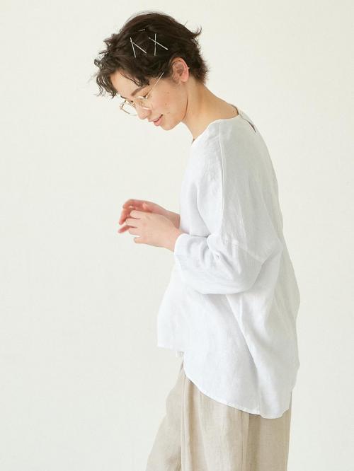 ワイドプルオーバーブラウス　リネンオックス