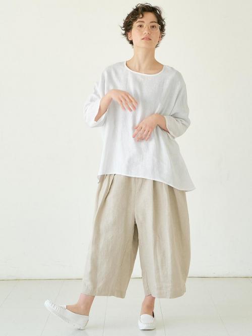 ワイドプルオーバーブラウス　リネンオックス
